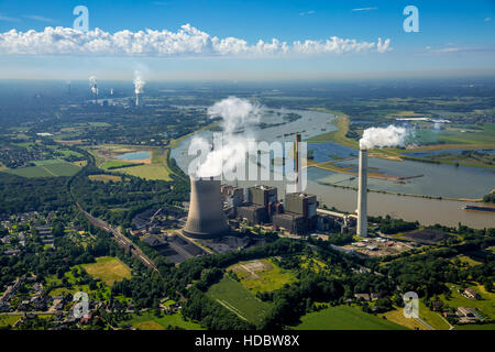 Luftaufnahme von Voerde bin Rhein Kohle-Kraftwerk, STEAG, fossile Energie, Voerde, Niederrhein, Ruhr, Nordrhein-Westfalen Stockfoto