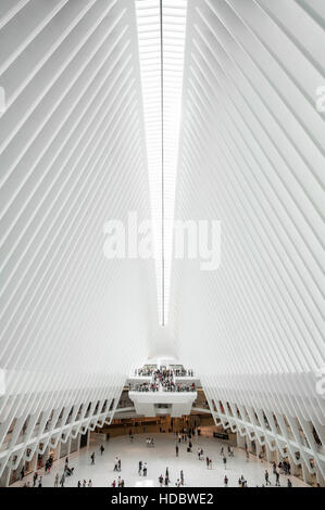 Oculus, u-Bahn Station Haupthalle mit Einkaufszentrum, World Trade Center Transportation Hub Stararchitekten Santiago Calatrava Stockfoto