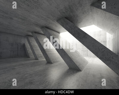 Abstrakt Architektur Hintergrund, rauen Beton Innenraum mit diagonalen Spalten leer. 3D illustration Stockfoto