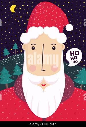 Süßer Weihnachtsmann. Frohe Weihnachten und Happy New Year glitzernde Karte Typografie Vektor-Illustration, Design-Element, Tannenbaum, Schriftart. Blau Rosa Grün W Stock Vektor