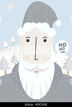 Süßer Weihnachtsmann. Frohe Weihnachten und Happy New Year glitzernde Karte Typografie Vektor-Illustration, Design-Element, Tannenbaum, Schriftart. Blau Rosa Grün W Stock Vektor