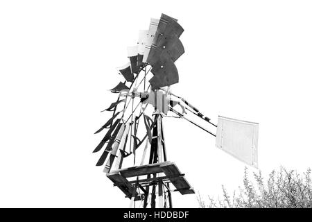 Unschärfe Südafrika Windmühle Turbinentechnologie im Nationalpark Stockfoto