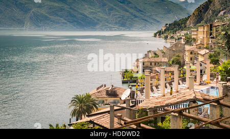 Alten Limonaia in Limone Sul Garda, Gardasee, Italien. Stockfoto