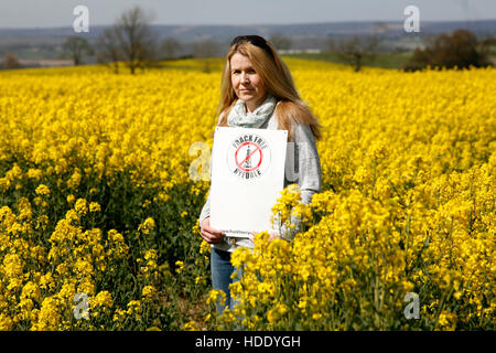 Frack kostenlose Ryedale Kampagnen gegen die Zulassung von Fracking im Bereich Ryedale, North Yorkshire, UK.  Sarah Houlston Bauernhof liegt in Zone 1 der möglichen "dritte Energie" Fracking Website Kirby Misperton Stockfoto