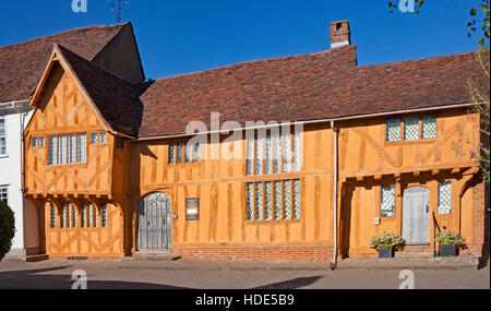 Kleiner Saal, einem ehemaligen Wolle Kaufmannshaus in Lavenham, Suffolk. Ein malerisches historisches Dorf. Stockfoto