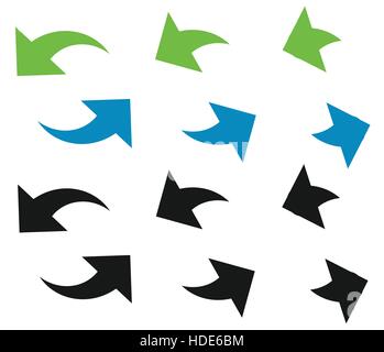 Zwei Pfeile im Kreis. Kreisförmige Pfeile. Recycling, Schleife oder Zyklus-Symbol, Symbol in grün und blau Stock Vektor