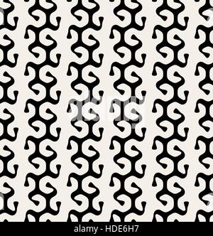 Vektor nahtlos schwarz weiß lockiges abgerundete Linien Bio Algen Form Muster Stock Vektor