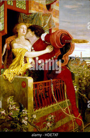 Abschied von Romeo und Julia auf dem Balkon im dritten Akt von Ford Madox Brown Stockfoto