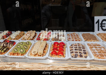 Waffeln in Brüssel Belgien Stockfoto