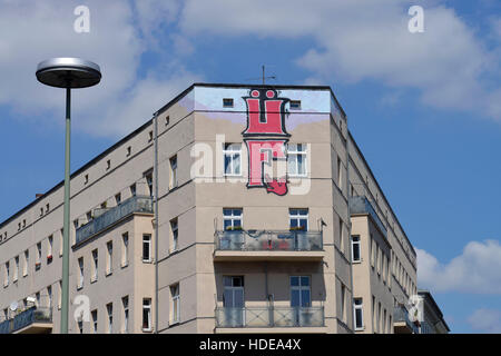 Wohnhaus, Graffiti, Kottbusser Damm, Kreuzberg, Berlin, Deutschland Stockfoto