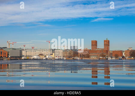 Oslo City Waterfront, sonnigen Wintertag Stockfoto