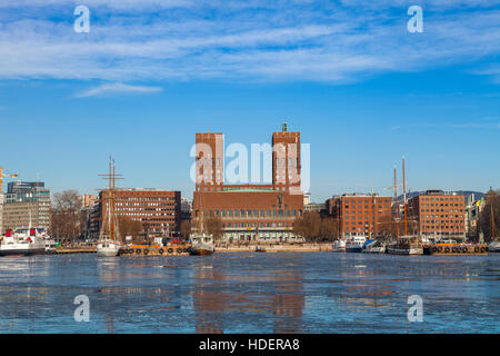 Oslo City Waterfront, sonnigen Wintertag Stockfoto