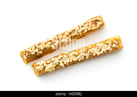 Knuspriges Brot-sticks mit Käse isoliert auf weißem Hintergrund. Stockfoto