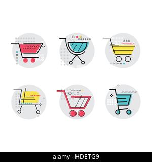 Shopping Cart Trolley Big Sale Icon Set Vektor-Illustration Stock Vektor