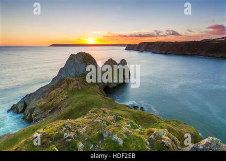 Drei Klippen Bucht, Gower, Wales, UK Stockfoto