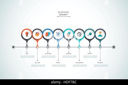 Vektor Infografiken Timeline Entwurfsvorlage mit 3D Papieretikett, integrierte Kreise Hintergrund. Freiraum für Inhalte, Business, Infografik, diagr Stock Vektor