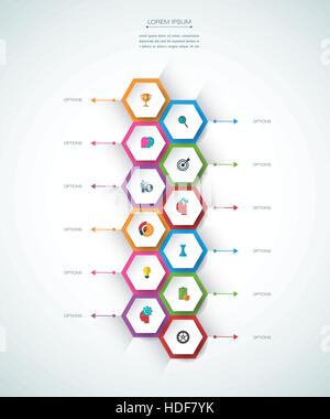 Vektor-Molekül mit 3D Papieretikett, integrierte Kreise Hintergrund. Freiraum für Inhalte, Business, Infografik, Diagramm, digitales Netz, flowchar Stock Vektor