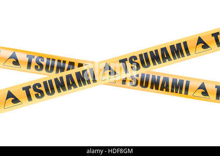 Tsunami Vorsicht Schranke Bänder, 3D-Rendering Stockfoto