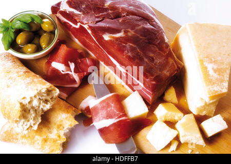 Schinken, Parmesan und Ciabatta Stockfoto