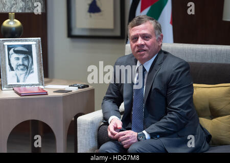 Amman, Jordanien. 11. Dezember 2016. Der König von Jordanien Abdullah II. bin al-Hussein, fotografiert im Al-Husseinieh Palast in Amman, Jordanien, 11. Dezember 2016. Foto: Rainer Jensen/Dpa/Alamy Live-Nachrichten Stockfoto