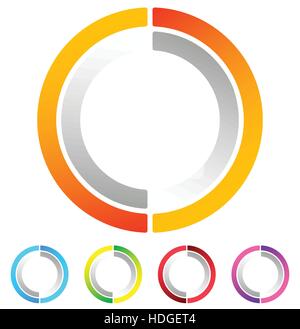 Segmentierte Kreis abstrakten Symbol. Kreisförmige geometrische Logo, Symbol in 4 Farben. Konzentrische Kreise, Ring-element Stock Vektor