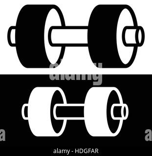 Ein Arm Hantel Gewicht Symbol mit 2 Platten. Langhantel-ClipArts für Bodybuilding, Gewichtheben, Übung Thema Stock Vektor