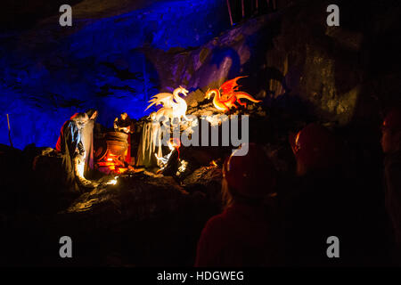 King Arthur Laybrinth, errichtet in einem ehemaligen Schieferbergwerk Corris, Snowdiona Nationa Park, Gwynedd, North Wales, UK Stockfoto