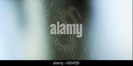 Absatz-Zeichen von Binär-Code über abstrakten Hintergrund gemacht Stockfoto