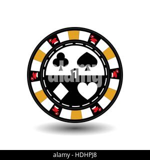 Weihnachten-Casino-chips. Gelb. Santa Cap an den Seiten und eine in der mittleren Reihe. Abbildung Vektor. Verwenden Sie für die Website, Druck, Papier, Stoff, Dekoration, Design, etc.. EPS 10 Stock Vektor