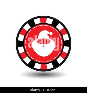 Weihnachten-Casino-chips. rot. Claus mit seinen Lippen in der Mitte. Abbildung Vektor. Verwenden Sie für die Website, Druck, Papier, Stoff, Dekoration, Design, etc. 10. EPS auf einem weißen Hintergrund leicht zu trennen Stock Vektor
