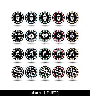 Casino-Chips Set Weihnachten. Mädchen Santa Claus neue Gott. Illyustratsiya Vektor. Verwenden Sie für die Website, Druck, Papier, Stoff, Dekoration, Design, etc. 10. EPS auf einem weißen Hintergrund leicht zu trennen Stock Vektor