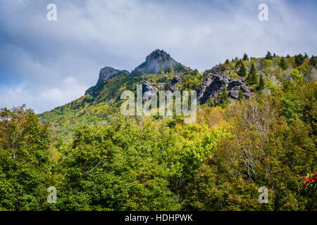 Ansicht von Grandfather Mountain, in der Nähe von Linville, North Carolina. Stockfoto