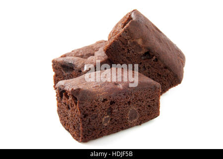 Drei Brownies isoliert auf weißem Hintergrund Stockfoto