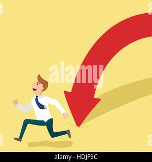 Business-Mann entkommt fallende Pfeil Stock Vektor