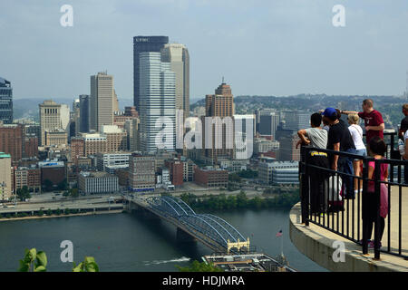 Stadtbild, Innenstadt von Pittsburgh, Pennsylvania USA, Monongahela River, Mount Washington Stockfoto