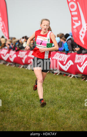 Stacey Burrows läuft der nationalen Crosslauf Stockfoto