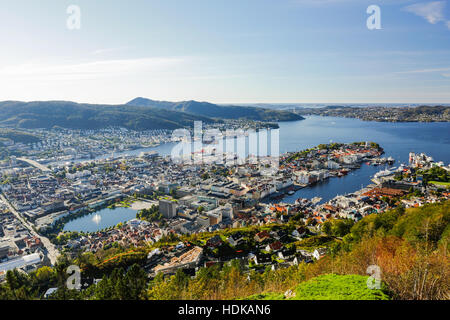 Bergen-Stadtansicht von Berg Floyen. Norwegen. Stockfoto