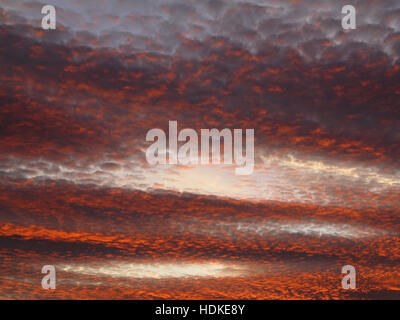 Roter Himmel in der Abenddämmerung - Bild der rosa Himmel - Zwielicht - Sonnenuntergang Farben Stockfoto