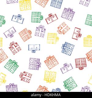 Handgemalte Geschenke mit Bögen im Cartoon-Stil. Stock Vektor