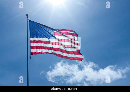 Amerikanische Flagge, Hintergrundbeleuchtung Stockfoto