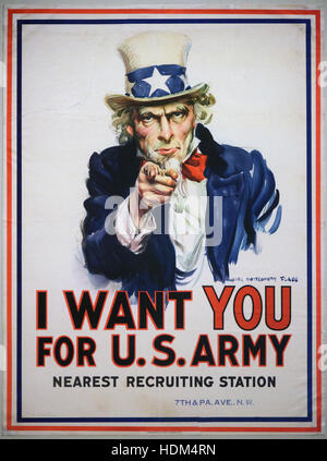 James Montgomery Flagg (1877 – 1960), möchte ich Ihnen für die US-Armee, 1917. Ich werde Dich Fell Die U.S.-Armee. Ersten Weltkrieg U.S. Army Recruiting Poster. Stockfoto