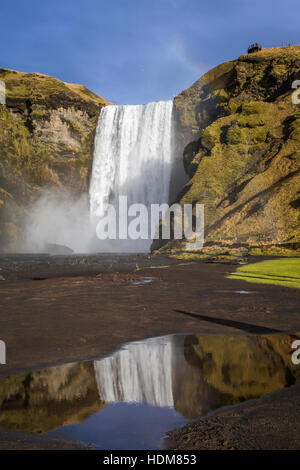 Die Skogafoss Wasserfälle im Süden Islands, Europa. Stockfoto