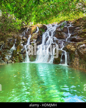 Malerischer Wasserfall Cascade Vacoas. Insel Mauritius Stockfoto