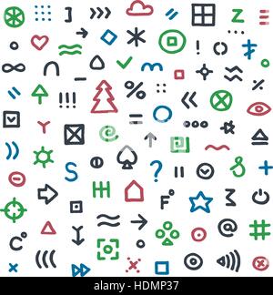 Moderne handgezeichnete Vektor-Illustration mit und verschiedene Zeichen und Symbole sind Pfeile, Linien, Punkte, Tasten. Stilvolle einfache Linienelement handgemacht Stock Vektor