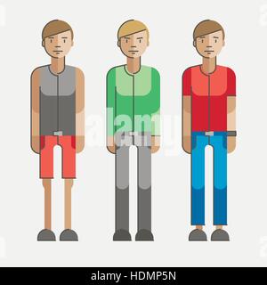 Menschlichen männlichen Körper gesetzt. Moderne Wohnung mit dünnen Strich Linienstil. Vektor-Illustration. Stock Vektor