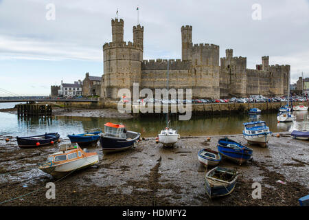 Caernarfon Castle, Gwynedd, Wales Stockfoto