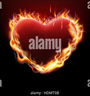 Vlentine-s-Tag-Konzept. Herz in Flammen. EPS 10 Stock Vektor
