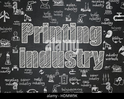 Manufacuring Konzept: Druckindustrie auf Schule-Brett-Hintergrund Stockfoto