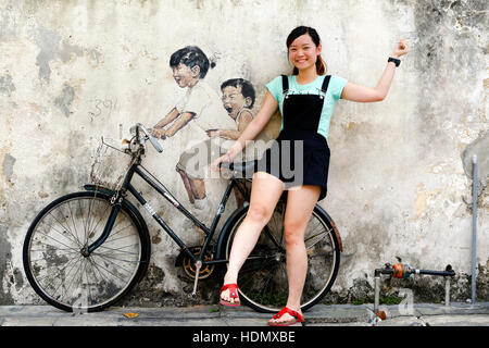 Georgetown Penang Wand Wandbild Streetart Stockfoto