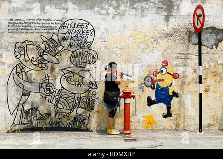 Georgetown Penang Wand Wandbild Streetart Stockfoto